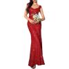 meilun Elegant Formal Dress Sequin Prom Evening Gowns Fishtail Maxi Dresses Cocktail Party Dress(A-red)