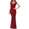 meilun Elegant Formal Dress Sequin Prom Evening Gowns Fishtail Maxi Dresses Cocktail Party Dress(A-wine)