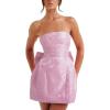 meilun Embroidered Dress Temperament Sexy Sheath Bow Mini Dress Graduation Evening Party Dinner(B-pink)