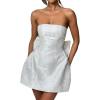 meilun Embroidered Dress Temperament Sexy Sheath Bow Mini Dress Graduation Evening Party Dinner(B-white)