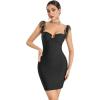 meilun Feather Bandage Dress Masonry Mini Formal Party Graduation Dresses(Black)