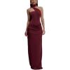meilun Fitted Wrap-Around Dress with A Flouncy Strap Fitted Wrap-Around Dress(Wine)