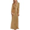 meilun Long Sleeve Sequin Dress for Women Formal Gowns Sparkly V Neck Maxi Dress(B-gold)
