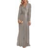 meilun Long Sleeve Sequin Dress for Women Formal Gowns Sparkly V Neck Maxi Dress(B-grey)