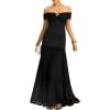 meilun Mesh Maxi Dress One Shoulder Summer Flutter Slim Vacation Bridesmaid Dresses(Black)