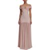 meilun Mesh Maxi Dress One Shoulder Summer Flutter Slim Vacation Bridesmaid Dresses(Pink)