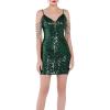 meilun Sequin Mini Party Dress with Bead Sleeve Elegant Dresses for Women Evening Gowns(A-green)