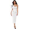 meilun Women Celebrity Evening Party Dress Bodycon Sets One Shoulder Ruffles Club Dress(White)