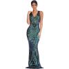 meilun Women Long Maxi Prom Gowns Sequin Mermaid Bridesmaid Formal Evening Dress(Green)
