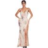 meilun Women Sequin Dress V Neck Sexy Sparkly Split Cocktail Party Dress(Beige)