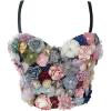 meilun Women’s Glitter Rhinestone Diamond Jean Bustier 3D Crop Top Floral Corset Bra Clubwear for Party(Floral)