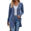 meilun Women’s Knit Cardigan Coat Fall/Winter Style with Waist-Defining Fit and Long Length(Blue)