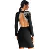 meilun Womens Long Sleeve Bandage Winter Beaded Tassel Dress Bodycon Dress Club Party Dresses(Black)
