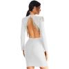 meilun Womens Long Sleeve Bandage Winter Beaded Tassel Dress Bodycon Dress Club Party Dresses(White)