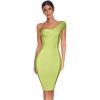 meilun Womens One Shoulder Bodycon Bandage Club Party Dress(Green)
