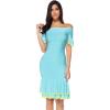 meilun Womens Ruffled Short Sleeve Fluted-Hem Bandage Bodycon Party Dress (Sky Blue, S)