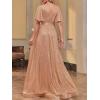 meilun Cap Sleeve Double V-Neck Sequin Maxi Dress Formal Dress Prom Evening Gowns(A-champagne)
