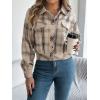 meilun Checkered Faux- Pocket Long-Sleeve Wool Blend Jacket Short Coat for Fall/Winter(Beige)