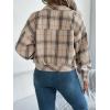 meilun Checkered Faux- Pocket Long-Sleeve Wool Blend Jacket Short Coat for Fall/Winter(Beige)