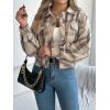 meilun Checkered Faux- Pocket Long-Sleeve Wool Blend Jacket Short Coat for Fall/Winter(Beige)