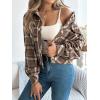 meilun Checkered Faux- Pocket Long-Sleeve Wool Blend Jacket Short Coat for Fall/Winter(Coffee)