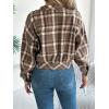 meilun Checkered Faux- Pocket Long-Sleeve Wool Blend Jacket Short Coat for Fall/Winter(Coffee)