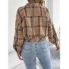 meilun Checkered Faux- Pocket Long-Sleeve Wool Blend Jacket Short Coat for Fall/Winter(Khaki)