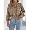 meilun Checkered Faux- Pocket Long-Sleeve Wool Blend Jacket Short Coat for Fall/Winter(Khaki)