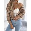 meilun Checkered Faux- Pocket Long-Sleeve Wool Blend Jacket Short Coat for Fall/Winter(Khaki)