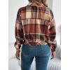 meilun Checkered Faux- Pocket Long-Sleeve Wool Blend Jacket Short Coat for Fall/Winter(Orange)