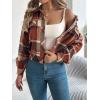 meilun Checkered Faux- Pocket Long-Sleeve Wool Blend Jacket Short Coat for Fall/Winter(Orange)