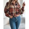 meilun Checkered Faux- Pocket Long-Sleeve Wool Blend Jacket Short Coat for Fall/Winter(Orange)