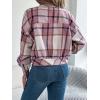 meilun Checkered Faux- Pocket Long-Sleeve Wool Blend Jacket Short Coat for Fall/Winter(Pink)