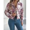 meilun Checkered Faux- Pocket Long-Sleeve Wool Blend Jacket Short Coat for Fall/Winter(Pink)