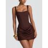 meilun Corset Mini Dress with Drawstring Homecoming Party Banquet Short Dresses(Brown)