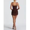 meilun Corset Mini Dress with Drawstring Homecoming Party Banquet Short Dresses(Brown)