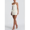 meilun Corset Mini Dress with Drawstring Homecoming Party Banquet Short Dresses(White)