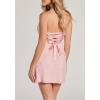 meilun Cutest Style Sequin Bow Strapless Lace-Up Mini Dress Suitable for Graduation Party(B-pink)