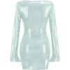 meilun Deep V Dress Sequin Dresses with Drawstring Long Sleeve Evening Dress for Women Short Gown(A-green)