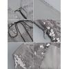 meilun Deep V Dress Sequin Dresses with Drawstring Long Sleeve Evening Dress for Women Short Gown(A-silver)
