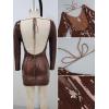 meilun Deep V Dress Sequin Dresses with Drawstring Long Sleeve Evening Dress for Women Short Gown(B-brown)