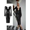 meilun Deep V Dress with Drawstring Long Sleeve Sequin Dress for Women Long Gown(Black)