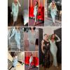meilun Deep V Dress with Drawstring Long Sleeve Sequin Dress for Women Long Gown(Green)