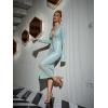 meilun Deep V Dress with Drawstring Long Sleeve Sequin Dress for Women Long Gown(Green)