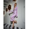 meilun Deep V Dress with Drawstring Long Sleeve Sequin Dress for Women Long Gown(Purple)