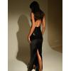 meilun Deep V Formal Dress with Flower Sleeveless Sequin Dress for Women Long Evening Gown(A-black)