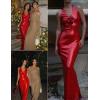 meilun Deep V Formal Dress with Flower Sleeveless Sequin Dress for Women Long Evening Gown(A-red)
