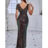 meilun Deep V Sequin Dress with High Slit Long Prom Evening Gown Formal Dress for Women