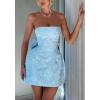 meilun Embroidered Dress Temperament Sexy Sheath Bow Mini Dress Graduation Evening Party Dinner(B-blue)