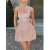 meilun Embroidered Dress Temperament Sexy Sheath Bow Mini Dress Graduation Evening Party Dinner(B-flesh Pink)